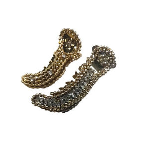 Gold Tone Alligator Clip Barrette Set Of 2 Large And Small Rhinestone
